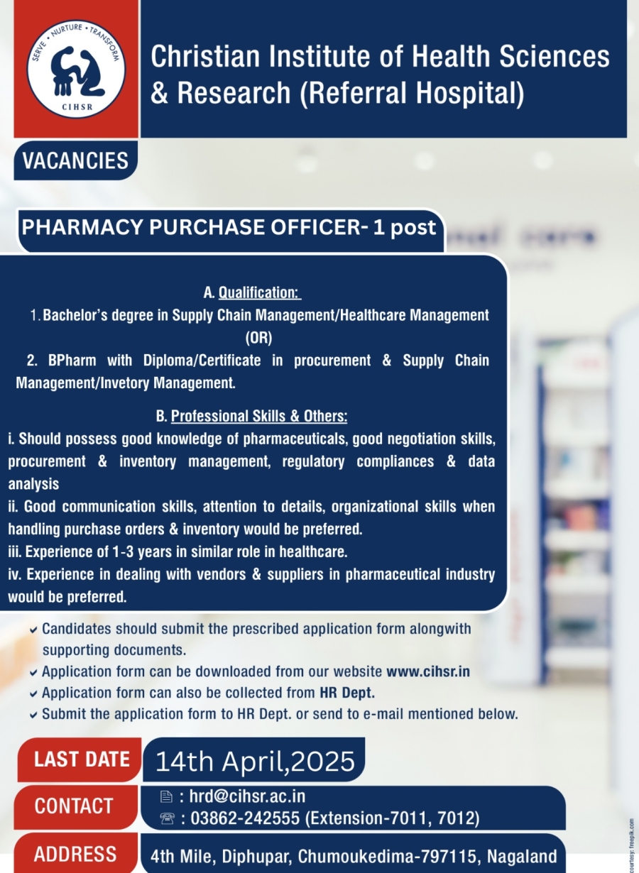 Pharmacy Purchase Officer - CIHSR